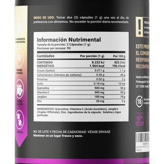 Foto 2 | Quercetina de 180 Cápsulas Ingredientes Naturales Vitamina C Jengibre y Zinc Quercetin Blend B Life
