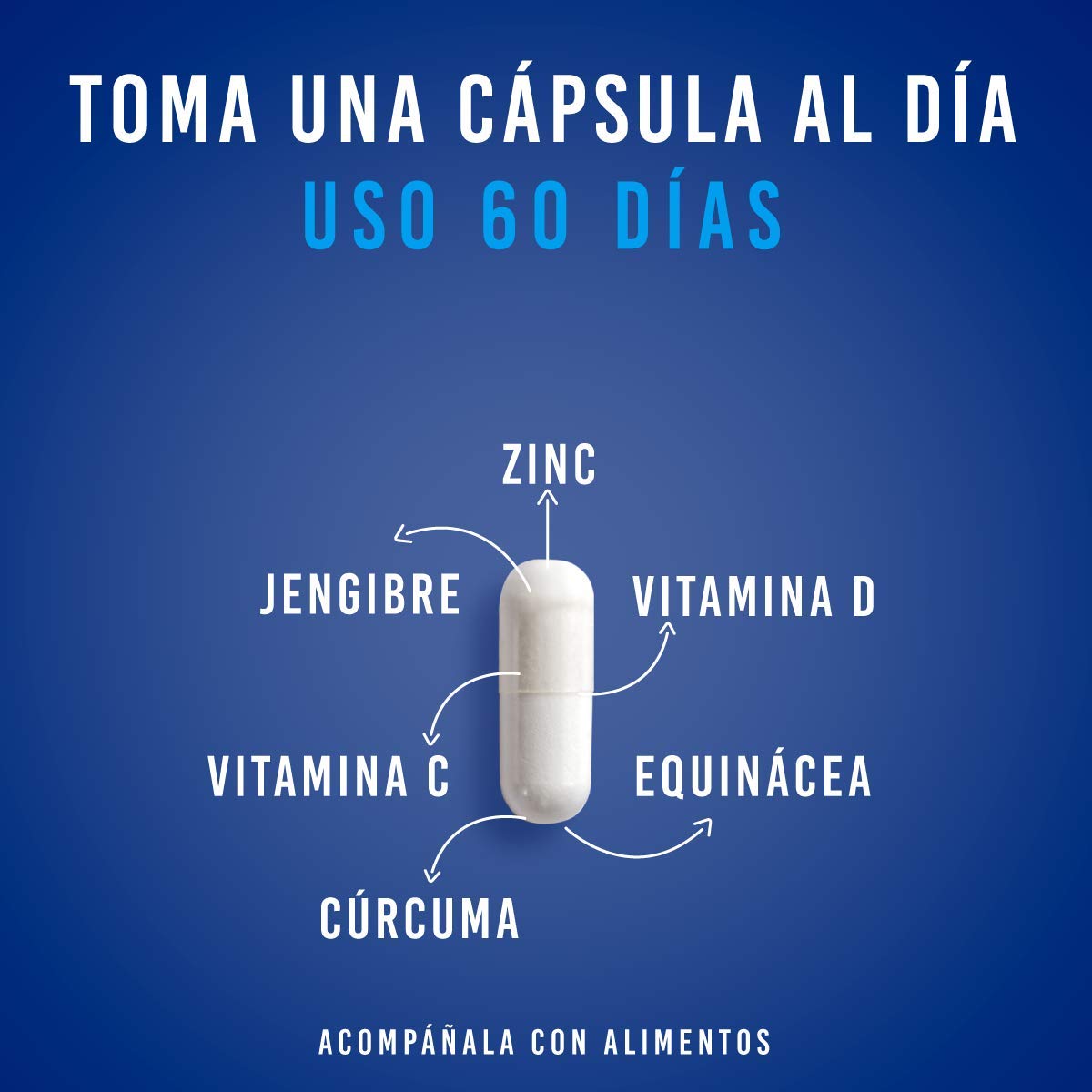 Foto 4 pulgar | Suplemento Alimenticio, Immune Support 60 Cápsulas Vitamina C, Jengibre, Equinacea, Zinc, Curcuma.