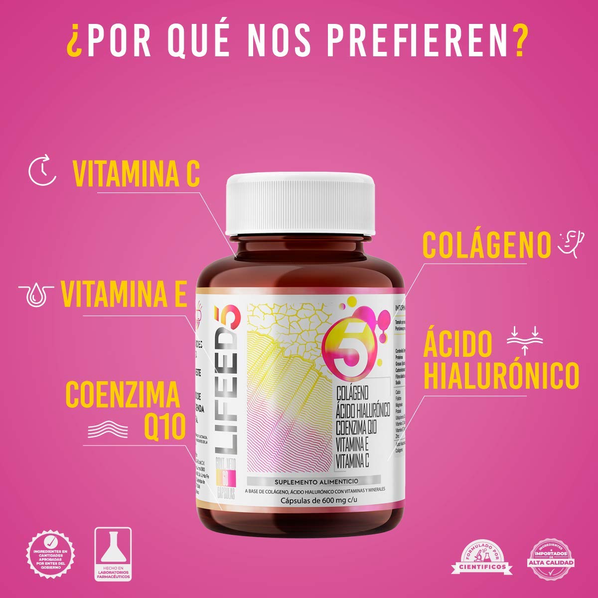 Foto 3 pulgar | Suplemento Alimenticio, Cuidado de Piel 60 Cápsulas con Colágeno, Acido Hialuronico, Coenzima Q10, Vitamina C, Vitami