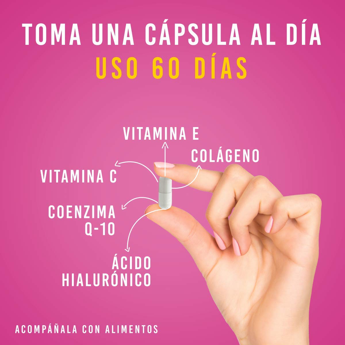 Foto 4 pulgar | Suplemento Alimenticio, Cuidado de Piel 60 Cápsulas con Colágeno, Acido Hialuronico, Coenzima Q10, Vitamina C, Vitami