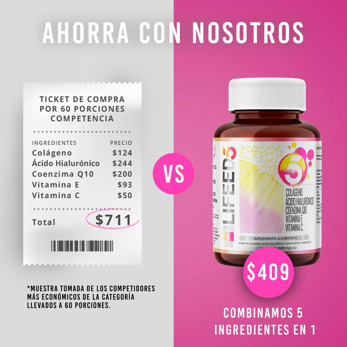 Foto 5 pulgar | Suplemento Alimenticio, Cuidado de Piel 60 Cápsulas con Colágeno, Acido Hialuronico, Coenzima Q10, Vitamina C, Vitami