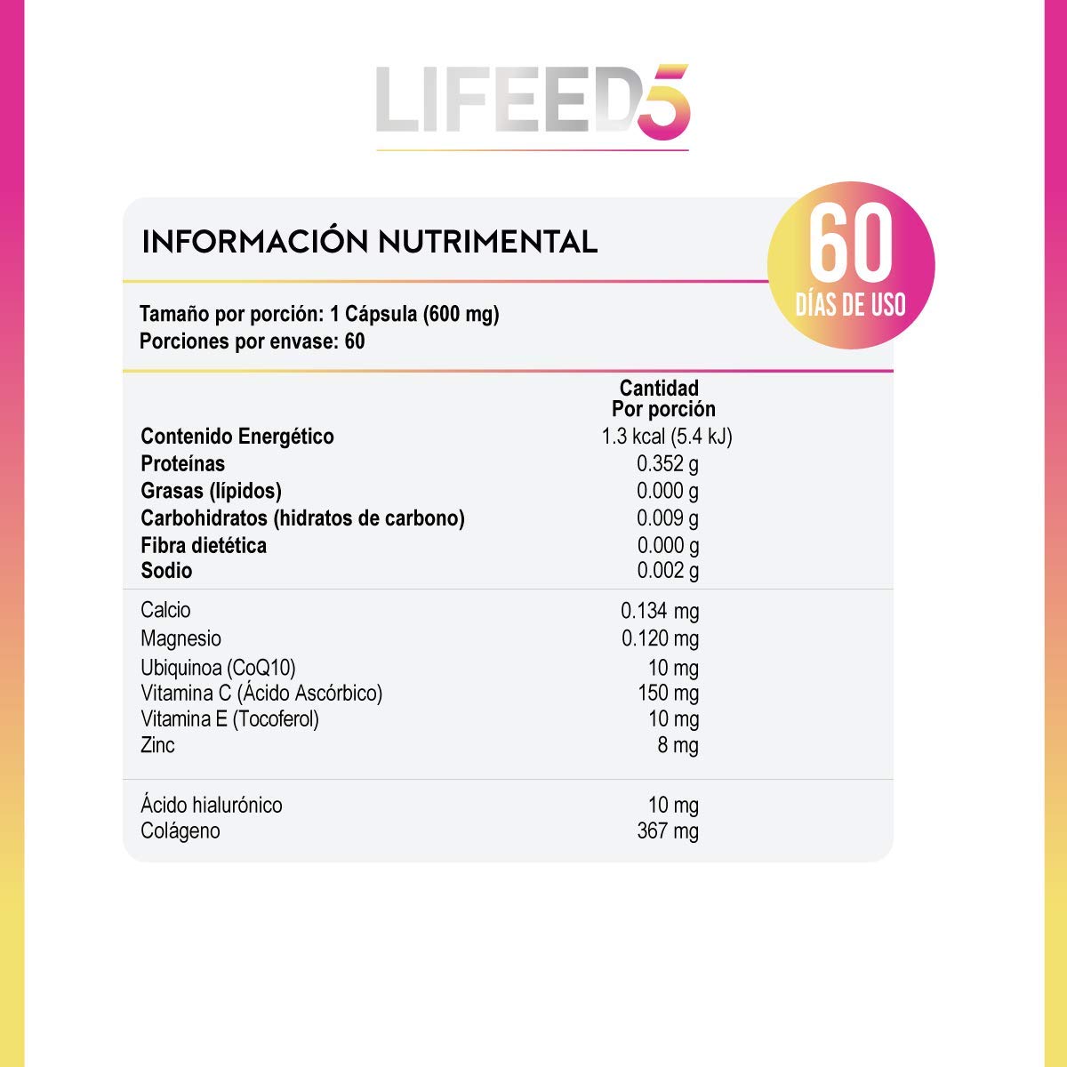 Foto 8 pulgar | Suplemento Alimenticio, Cuidado de Piel 60 Cápsulas con Colágeno, Acido Hialuronico, Coenzima Q10, Vitamina C, Vitami