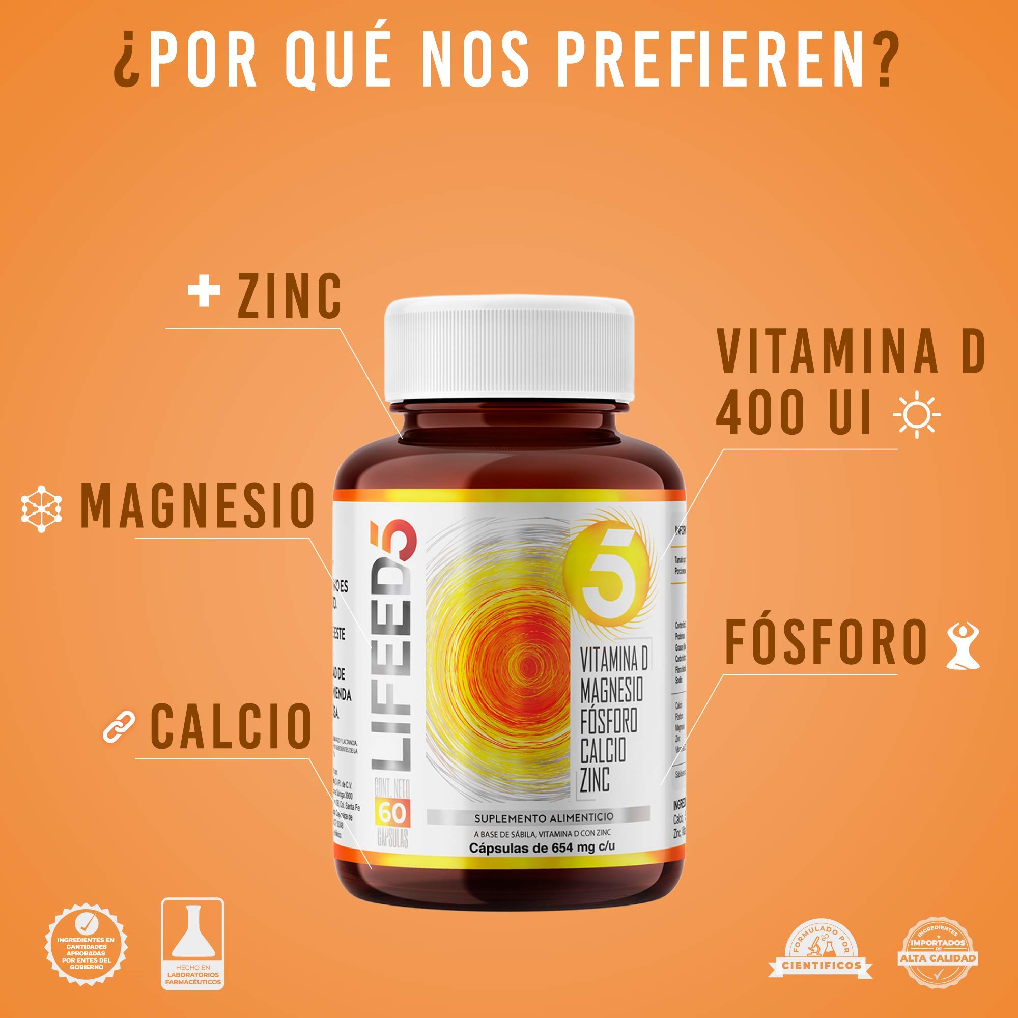 Foto 2 | Vit D Plus Bienestar General Lifeed5 60 Cápsulas Con Vitamina D, Magnesio, Fosforo, Calcio y Zinc