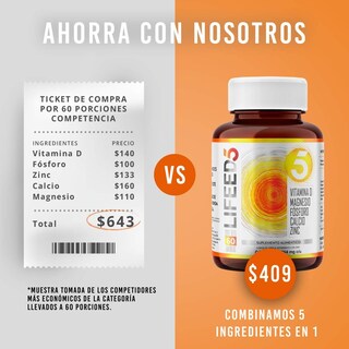 Foto 5 | Vit D Plus Bienestar General Lifeed5 60 Cápsulas Con Vitamina D, Magnesio, Fosforo, Calcio y Zinc