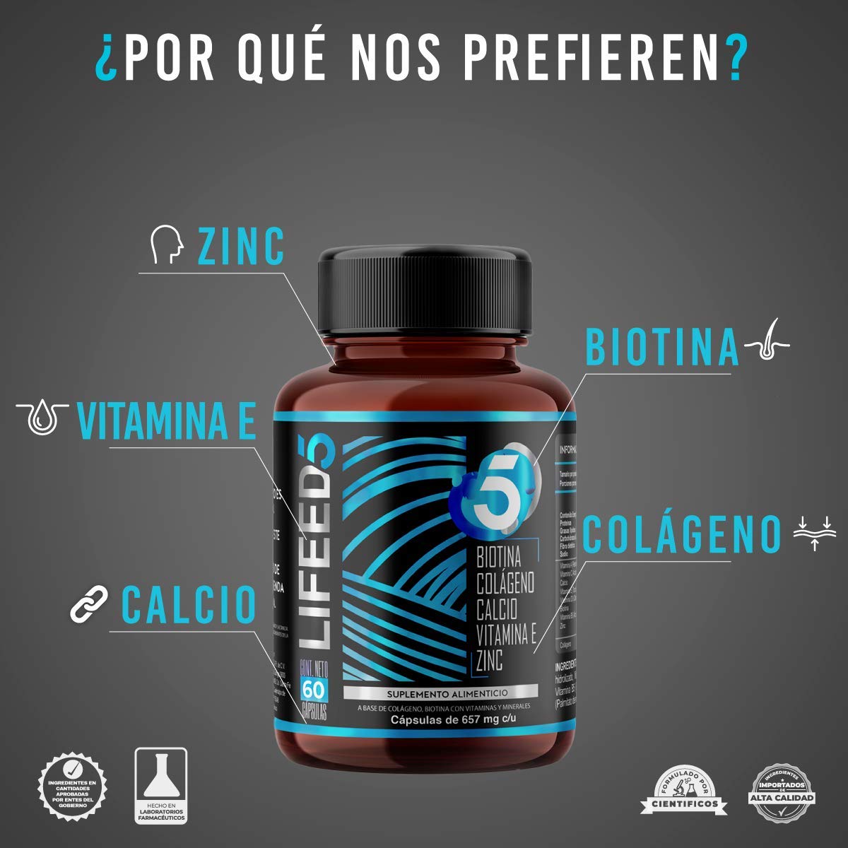 Foto 3 pulgar | Suplemento Alimenticio para Hombre Lifeed5 Ayuda al Cabello Barba y Piel 60 Cápsulas