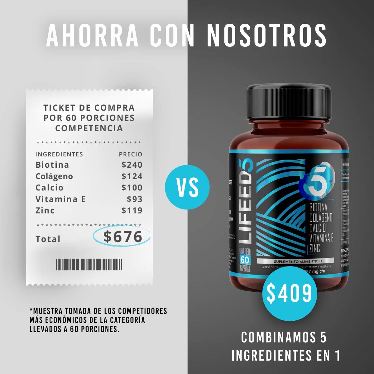 Foto 5 pulgar | Suplemento Alimenticio para Hombre Lifeed5 Ayuda al Cabello Barba y Piel 60 Cápsulas