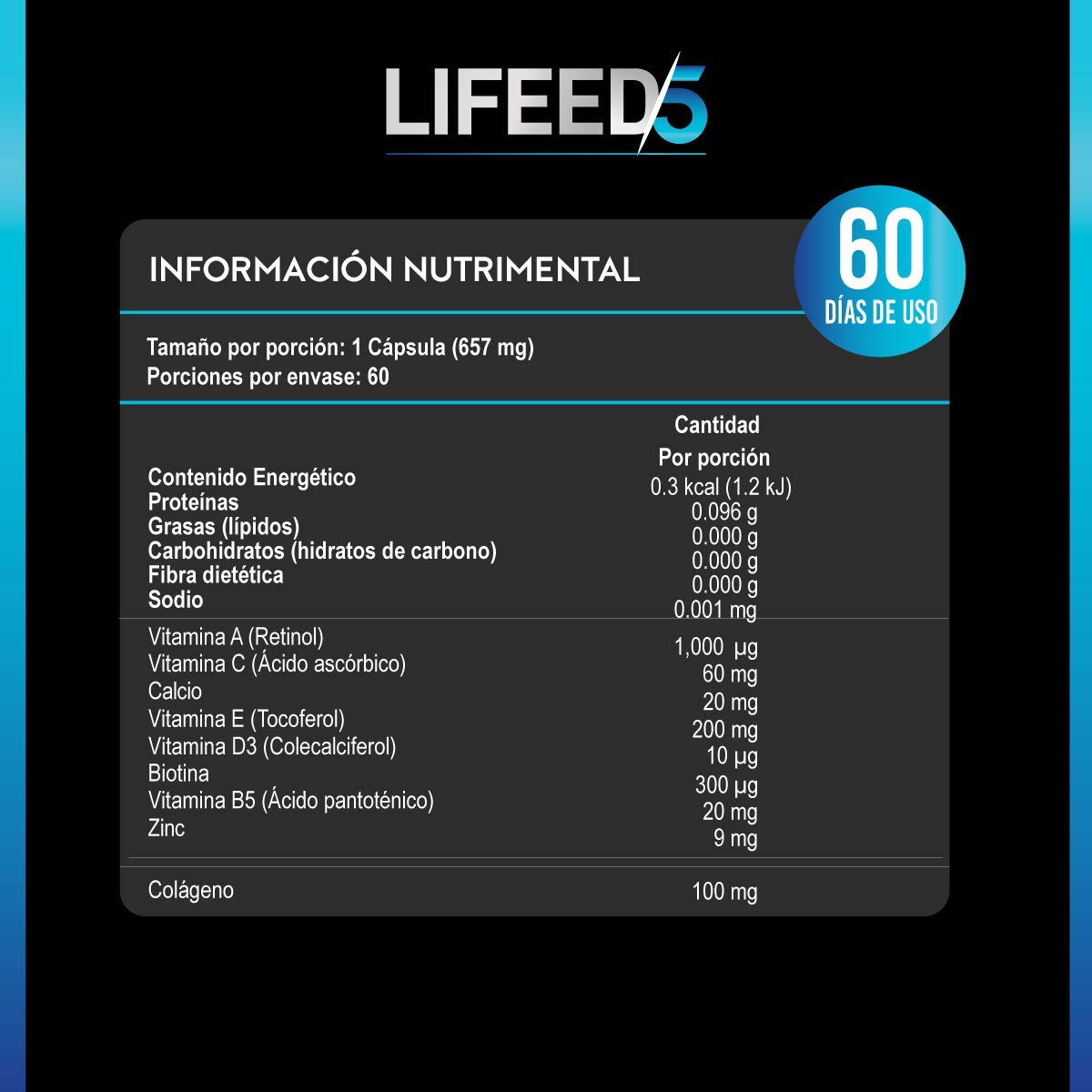 Foto 6 pulgar | Suplemento Alimenticio para Hombre Lifeed5 Ayuda al Cabello Barba y Piel 60 Cápsulas