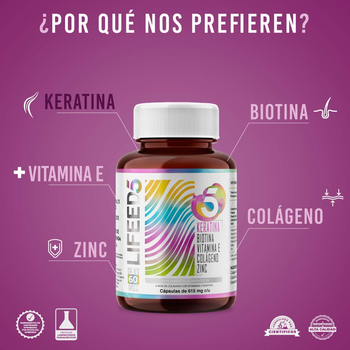 Foto 2 | Suplemento Alimenticio Queratina + Belleza Mujer 60 Cápsulas