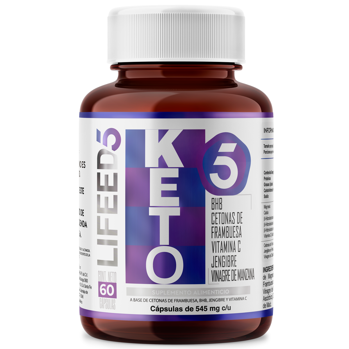 Foto 2 pulgar | Keto 60 Cápsulas Con Bhb Lifeed5 Cetonas de Frambuesa Suplemento Alimenticio Multi