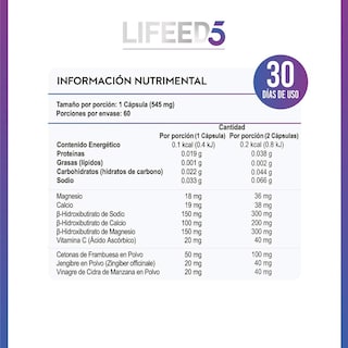 Foto 8 | Keto 60 Cápsulas Con Bhb Lifeed5 Cetonas de Frambuesa Suplemento Alimenticio Multi