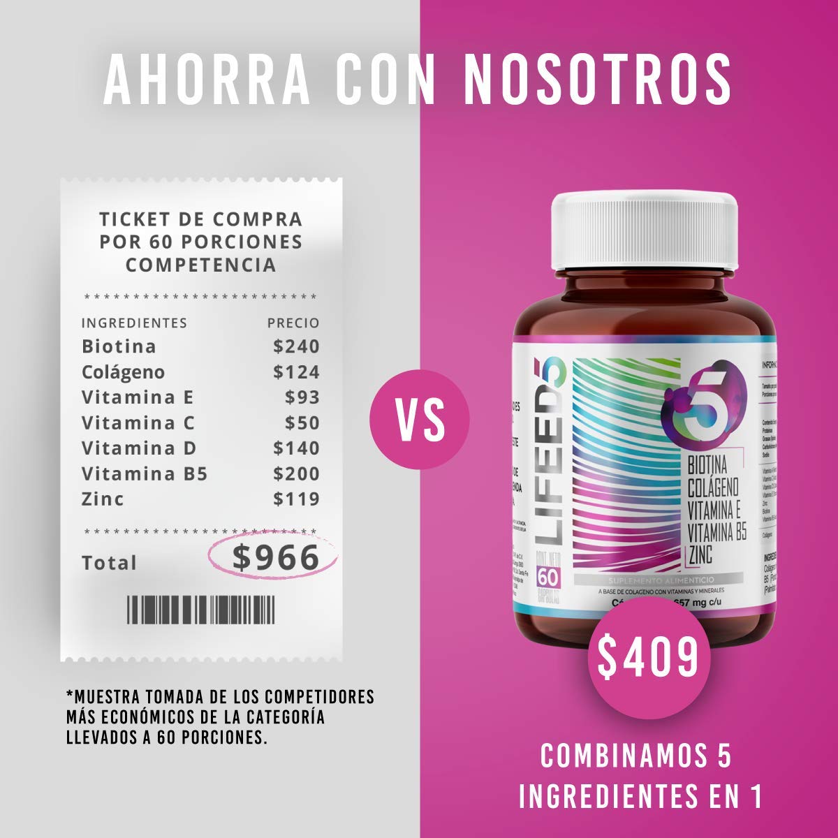 Foto 4 pulgar | Suplemento de Belleza Lifeed5 para Cabello y Uñas con 60 Cápsulas
