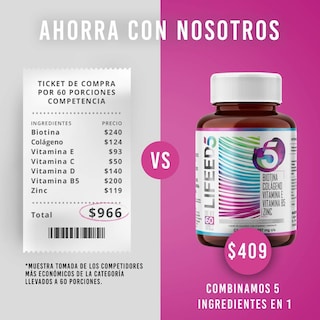 Foto 3 | Suplemento de Belleza Lifeed5 para Cabello y Uñas con 60 Cápsulas