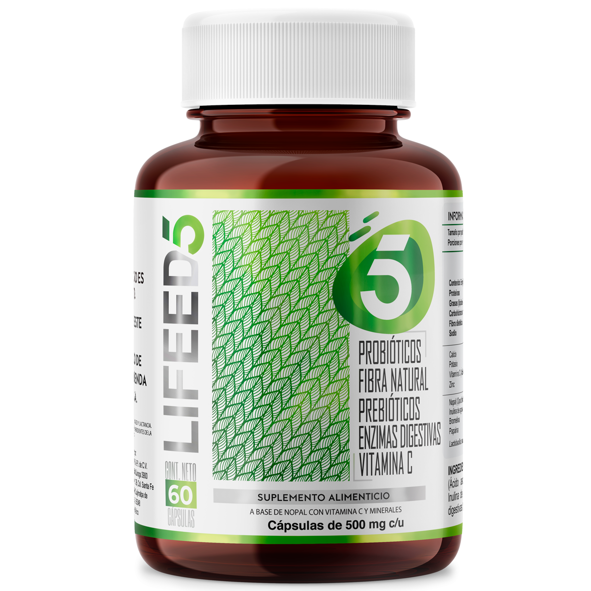 Foto 1 | Probióticos 50 Billones Lifeed5 60 Caps Prebióticos, Enzimas Digestivas, Fibra Natural, Vitamina C y Zinc Supl