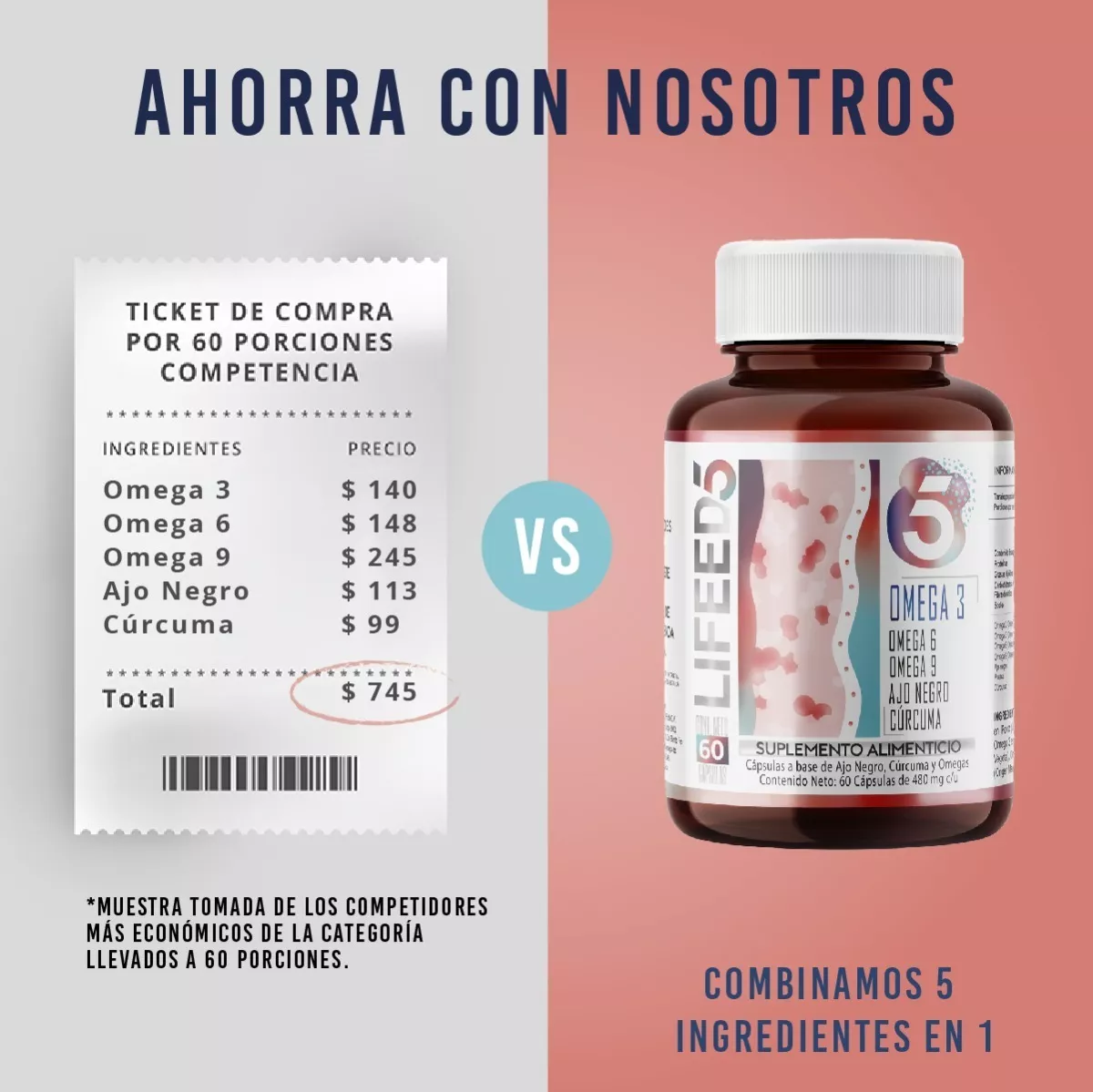 Foto 4 | Suplemento Alimenticio, Omega 3, 6,9 60 Cápsulas con Omega 3, Omega 6, Omega 9, Curcuma, Ajo Negro y Avena