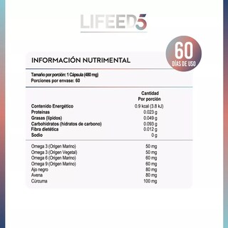 Foto 6 | Suplemento Alimenticio, Omega 3, 6,9 60 Cápsulas con Omega 3, Omega 6, Omega 9, Curcuma, Ajo Negro y Avena
