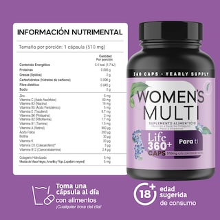 Foto 3 | Vitaminas para Mujer Life 360+ Multi 360 Cápsulas con Colágeno Hidrolizado Vitamina E más Otros Ingredientes