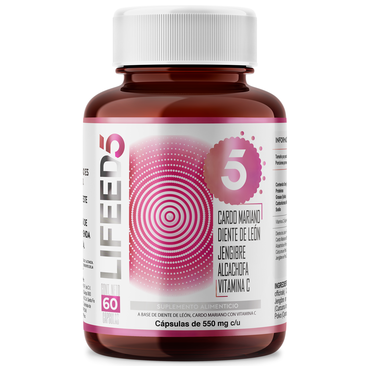 Foto 1 | Cardo Mariano 60 Cápsulas Lifeed5 con Diente de León Cúrcuma Vitamina C más Otros Ingredientes