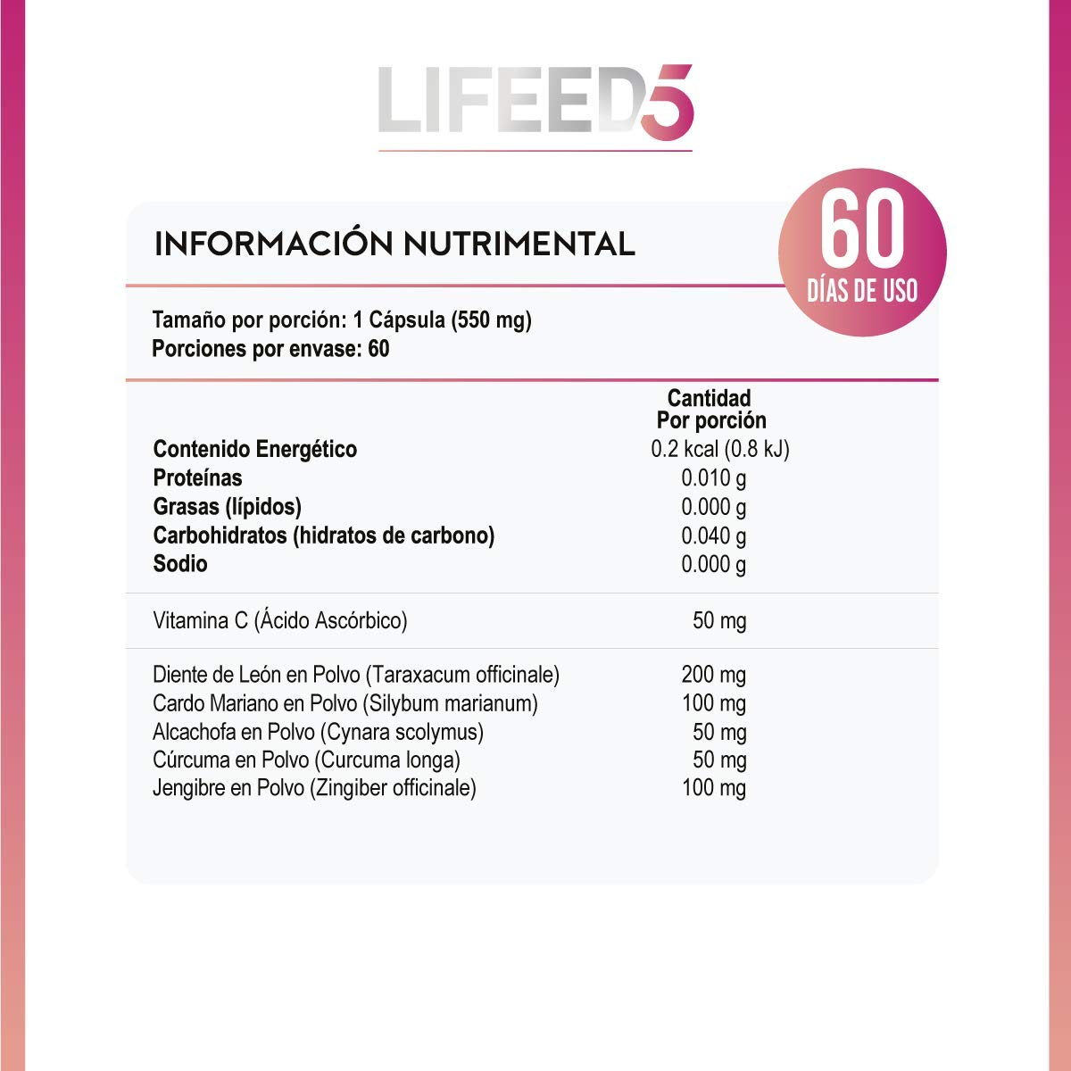 Foto 9 pulgar | Cardo Mariano 60 Cápsulas Lifeed5 con Diente de León Cúrcuma Vitamina C más Otros Ingredientes