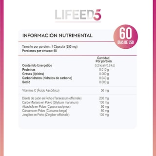 Foto 8 | Cardo Mariano 60 Cápsulas Lifeed5 con Diente de León Cúrcuma Vitamina C más Otros Ingredientes