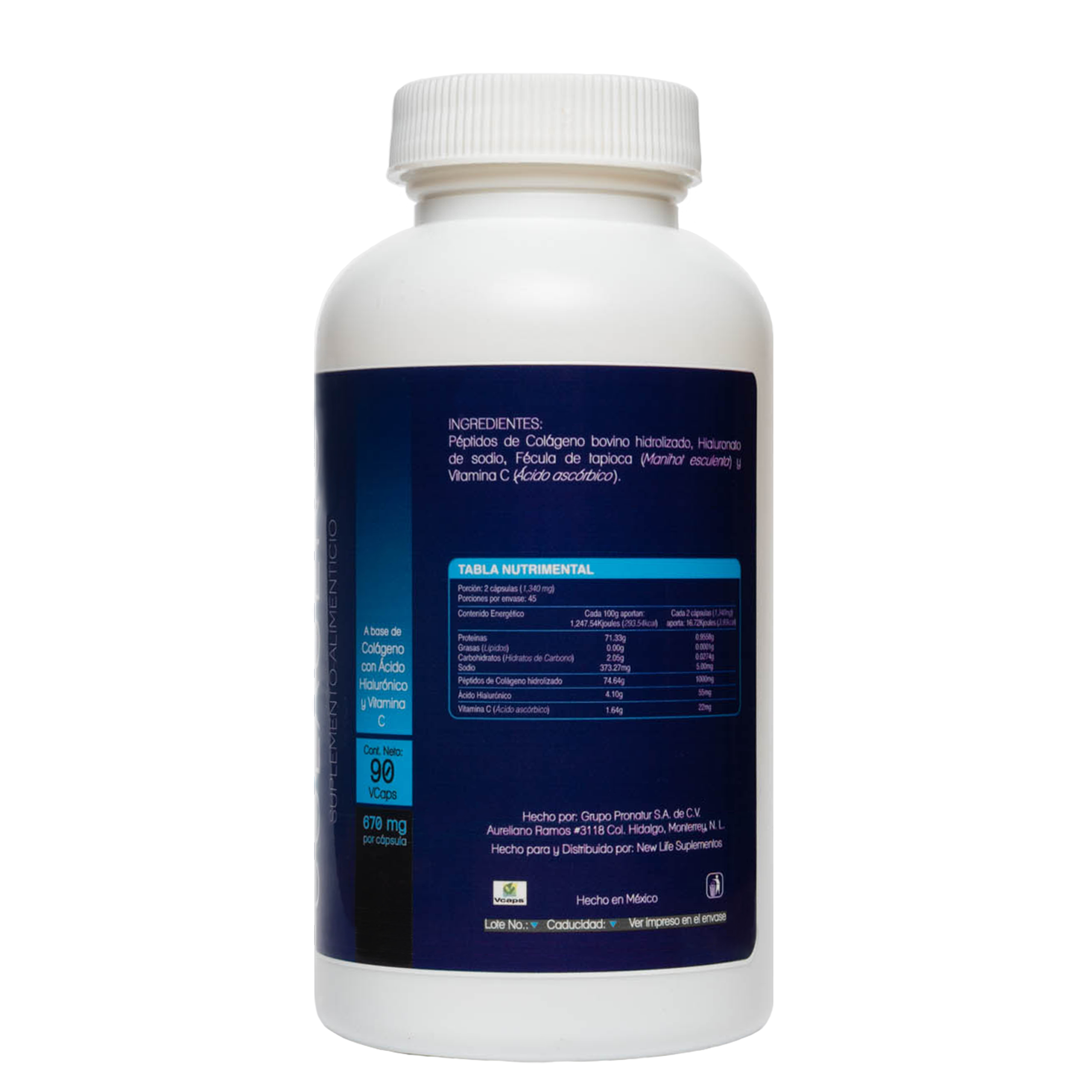 Foto 3 pulgar | COLÁGENO HIDROLIZADO + ÁCIDO HIALURÓNICO | 90 Cápsulas vegetales | Péptidos | Vitamina C para su mejor absorción