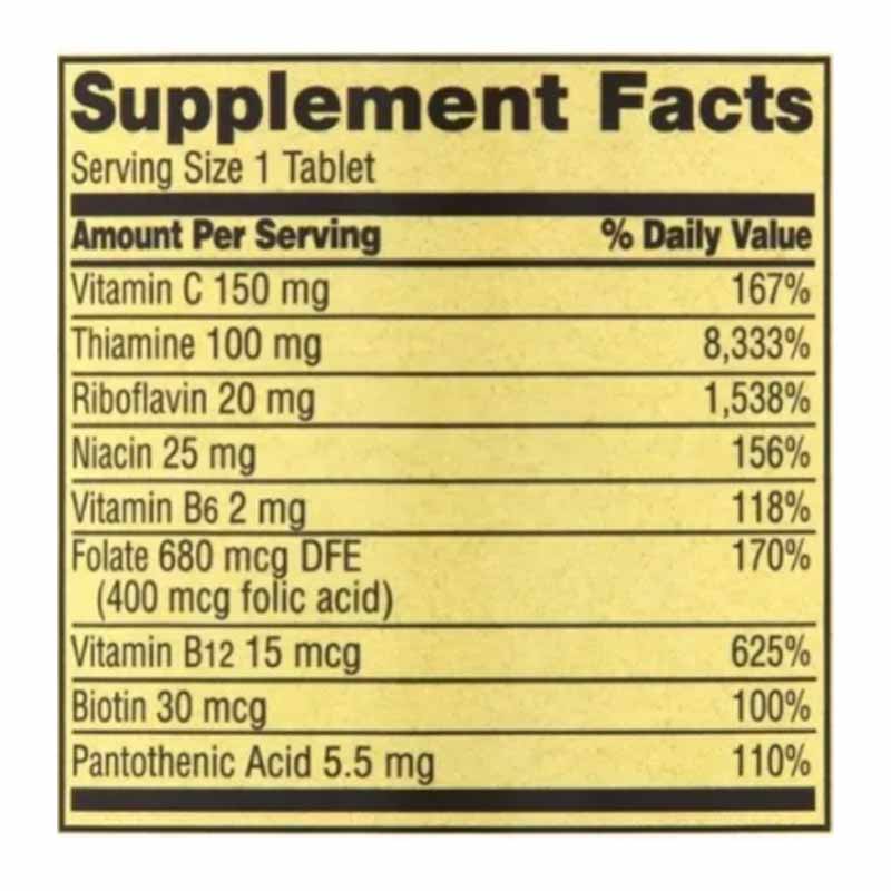 Foto 3 pulgar | Complejo B + Vitamina B1 B2 B6 B12 y Acido Fólico Compraymas Multivitamínico Spring Valley con 250Tabletas