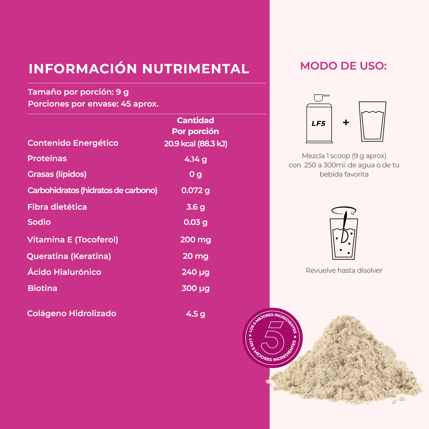 Foto 4 pulgar | Multivitamínico Hair con Colágeno Hidrolizado en Polvo 45 Porciones Lifeed5
