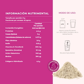 Foto 3 | Multivitamínico Hair con Colágeno Hidrolizado en Polvo 45 Porciones Lifeed5