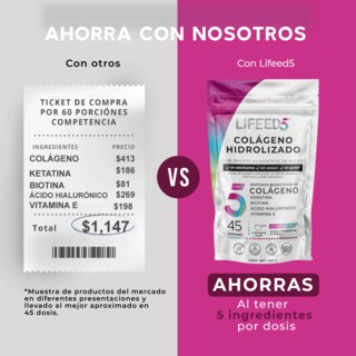 Foto 7 | Multivitamínico Hair con Colágeno Hidrolizado en Polvo 45 Porciones Lifeed5
