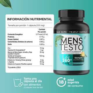 Foto 3 | 360 Capsulas de Mens Testo Fenogreco, Maca Negra, Maca Roja y Maca Amarilla