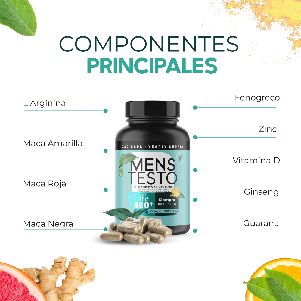 Foto 5 pulgar | 360 Capsulas de Mens Testo Fenogreco, Maca Negra, Maca Roja  y Maca Amarilla