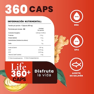 Foto 4 | 360 Capsulas de Omega 3 Salmon Oil Vitamina E Aceite de Salmon con Dha y Epa Life 360