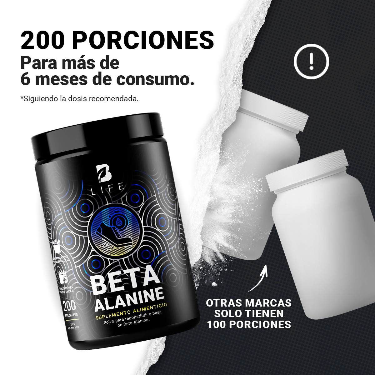 Foto 5 pulgar | Beta Alanina D 400 g con 200 Servicios B Life