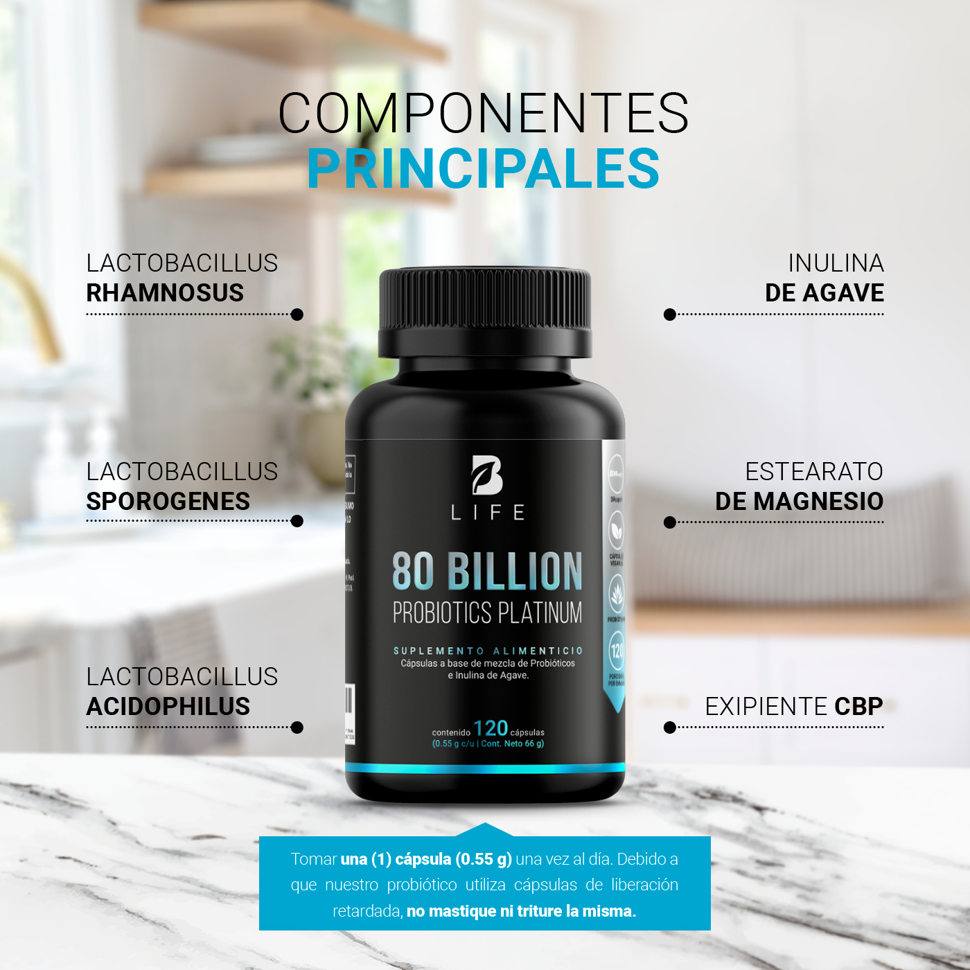 Foto 4 | Suplemento Alimenticio B Life 80 Billion Probiotic Platinum 120 Cápsulas