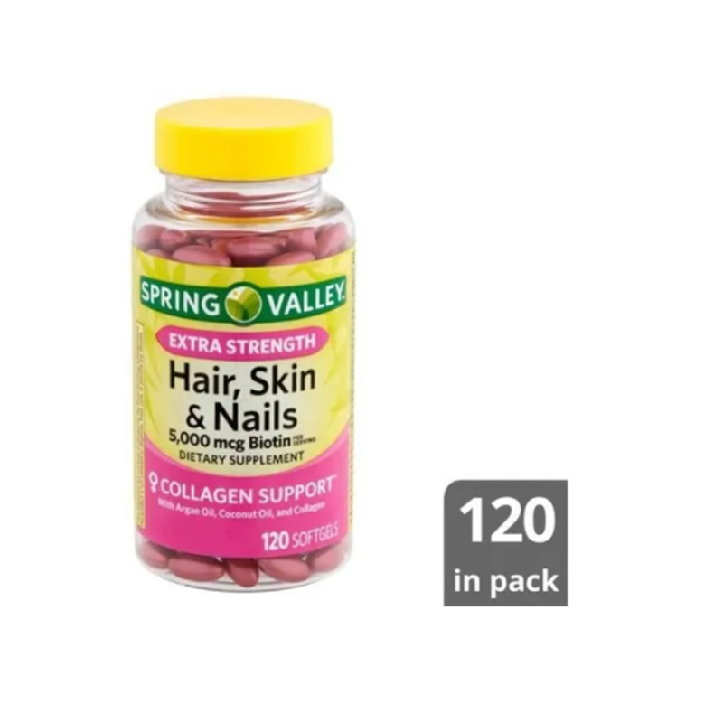 Foto 4 pulgar | Biotin + Colágeno Spring Valley 5,000 mcg 120 Capsulas de Gel