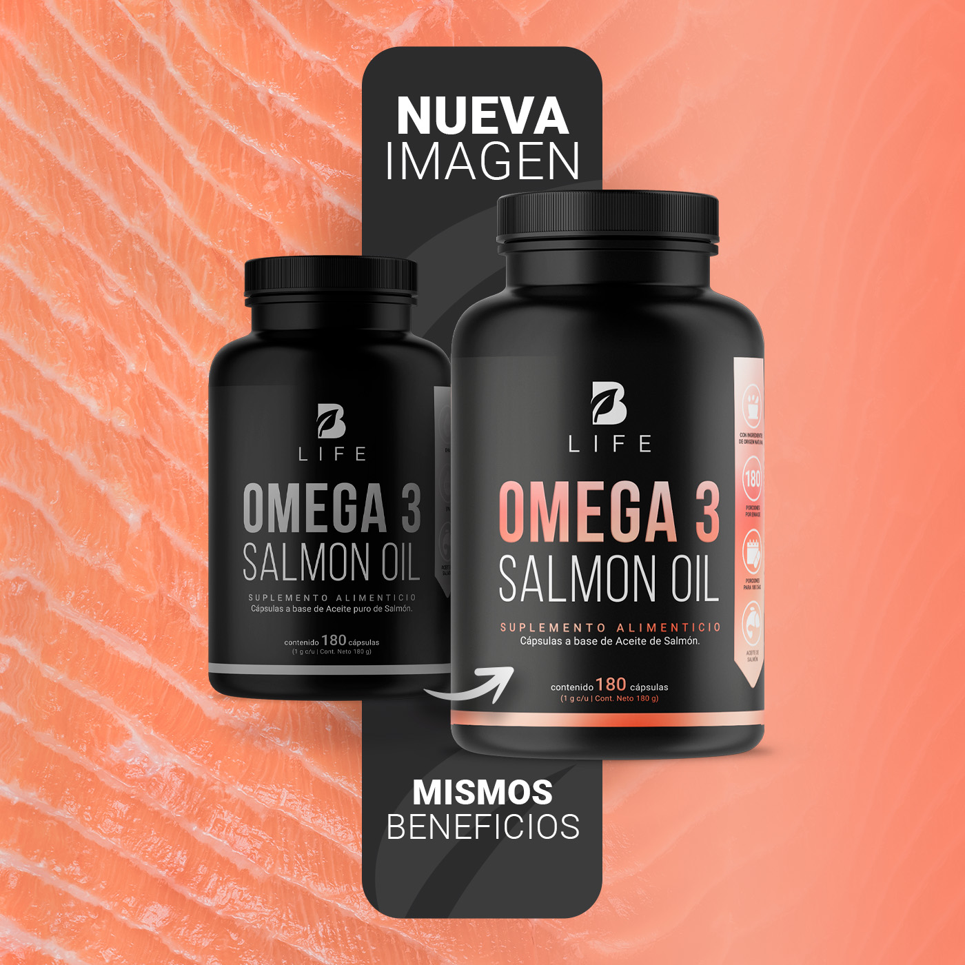 Foto 4 pulgar | Suplemento Alimenticio B Life Omega 3 Salmon Oil 180 Cápsulas