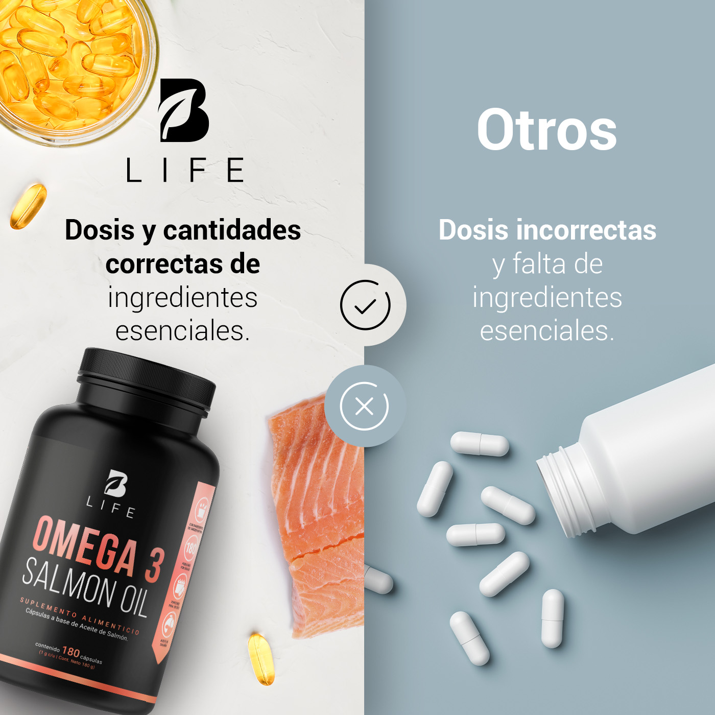 Foto 7 pulgar | Suplemento Alimenticio B Life Omega 3 Salmon Oil 180 Cápsulas