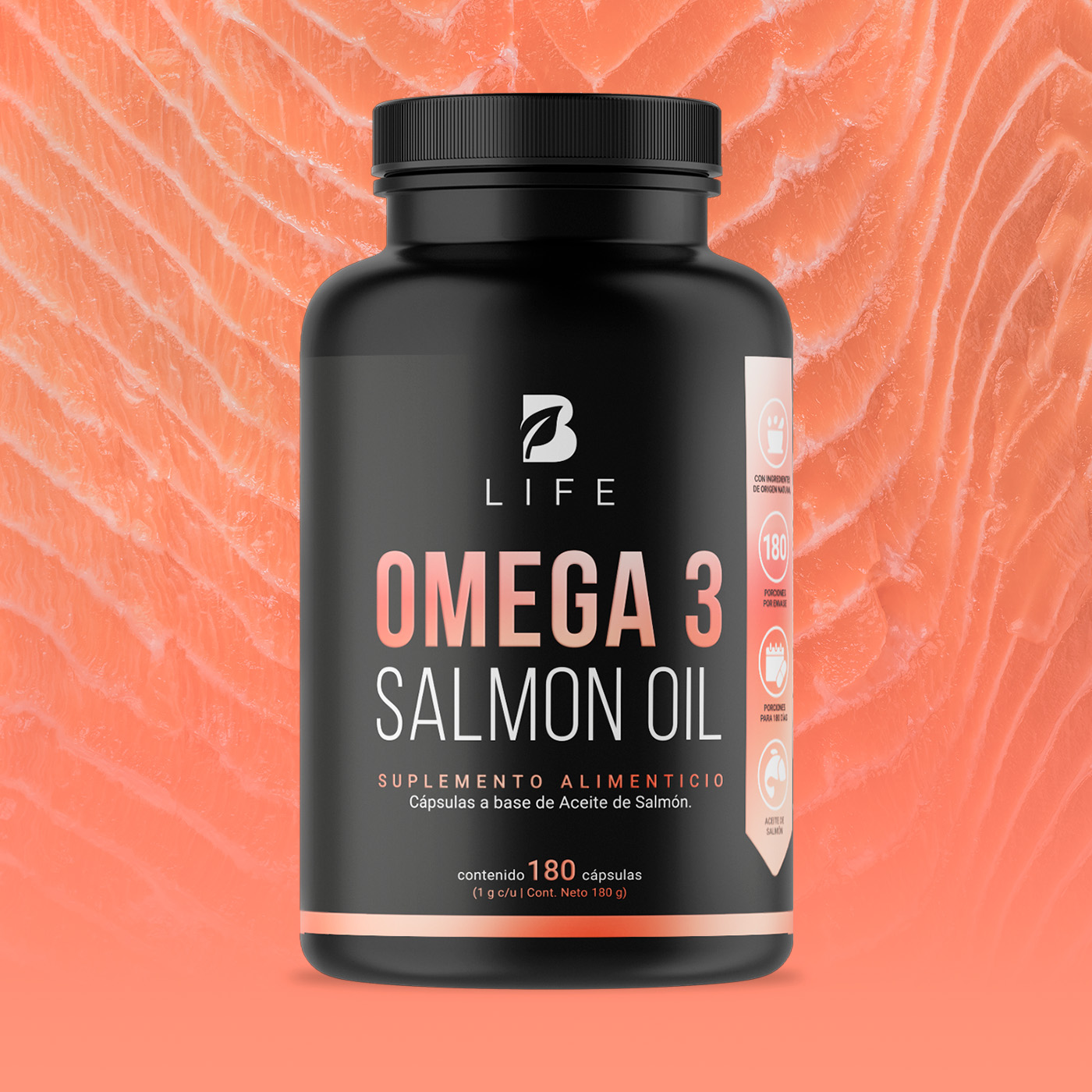 Foto 9 pulgar | Suplemento Alimenticio B Life Omega 3 Salmon Oil 180 Cápsulas