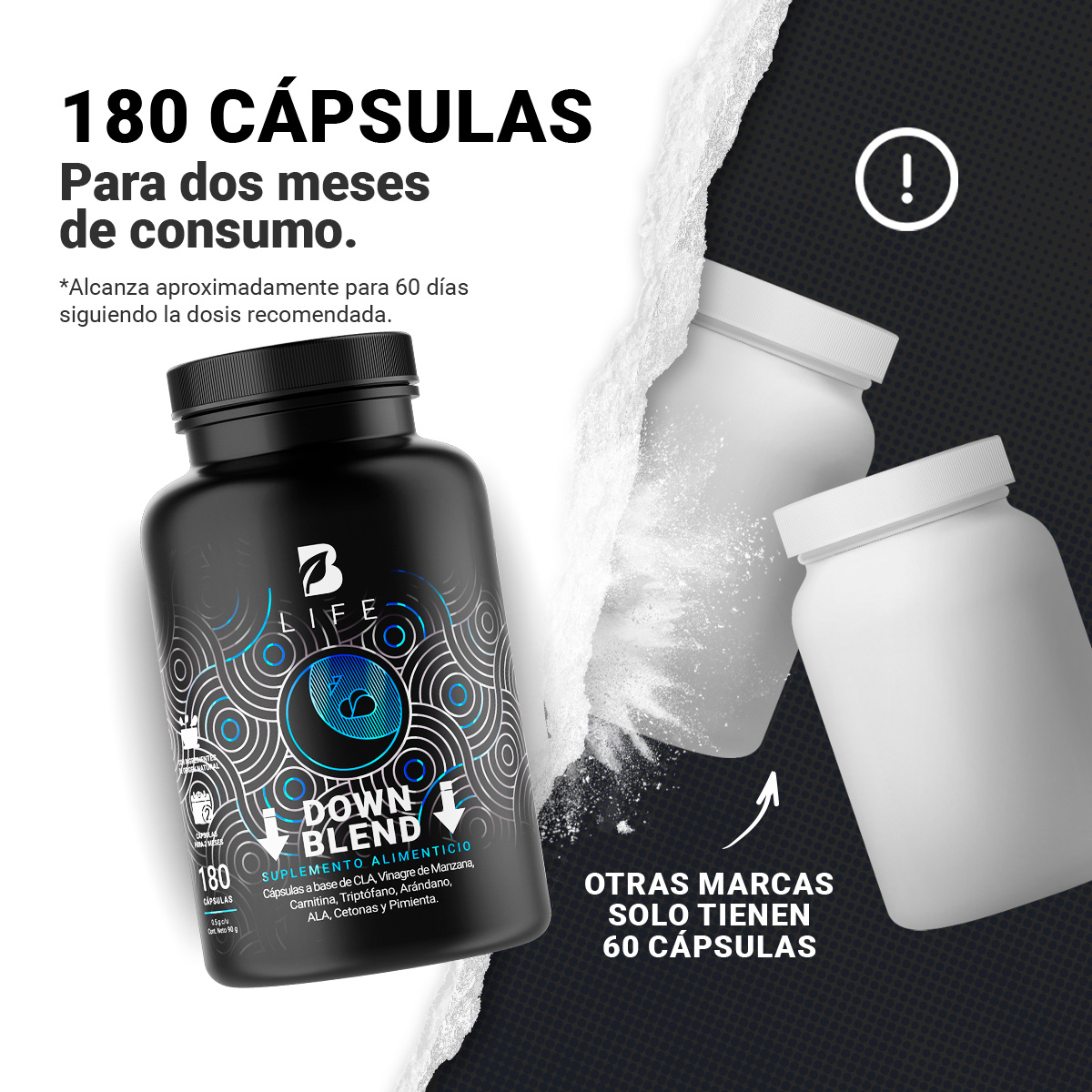 Foto 5 pulgar | Down Blend de 180 Cápsulas Ingredientes Naturales Down Blend B Life