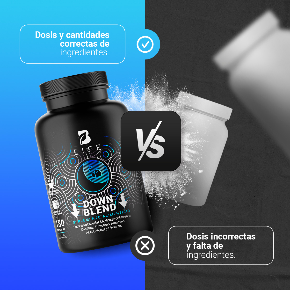 Foto 5 | Down Blend de 180 Cápsulas Ingredientes Naturales Down Blend B Life