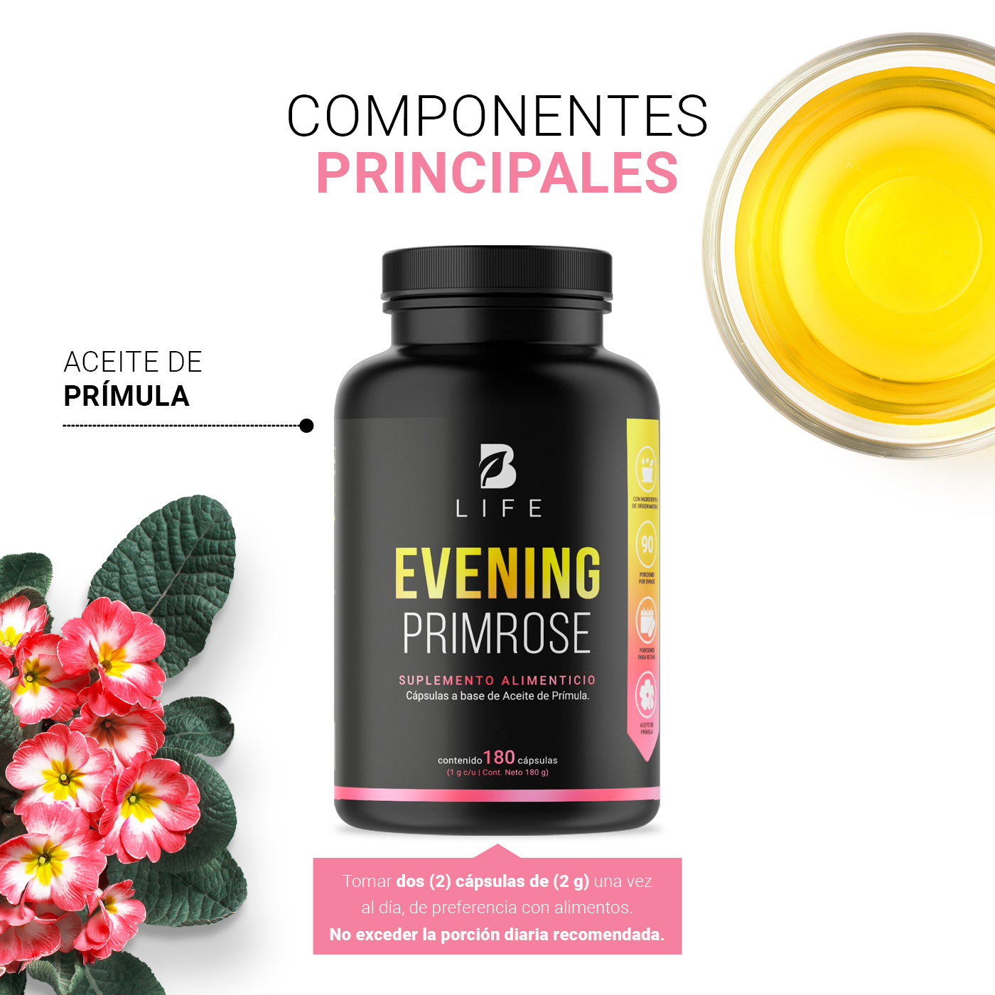 Foto 5 pulgar | Suplemento Alimenticio B Life Evening Primrose 180 Cápsulas