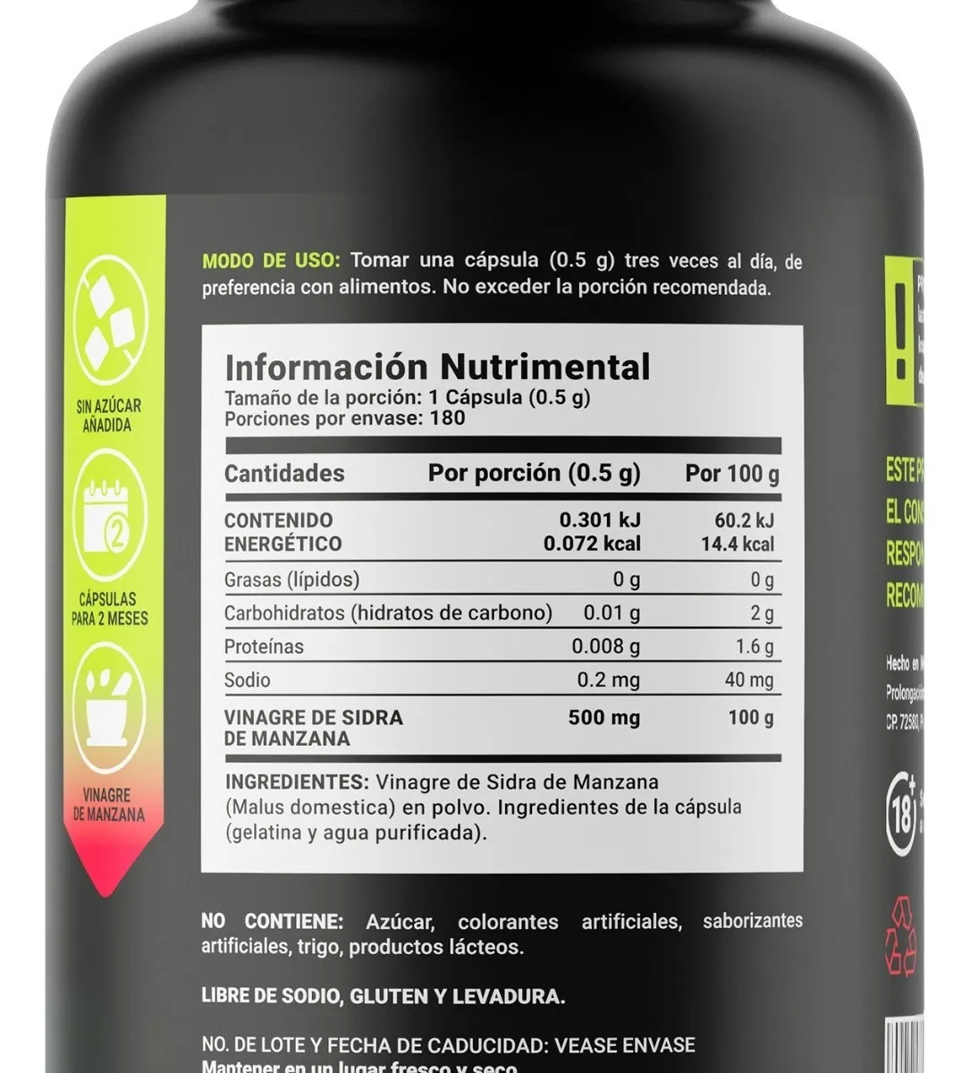 Foto 3 pulgar | 180 Cápsulas B Life de 500 mg de Vinagre de Manzana