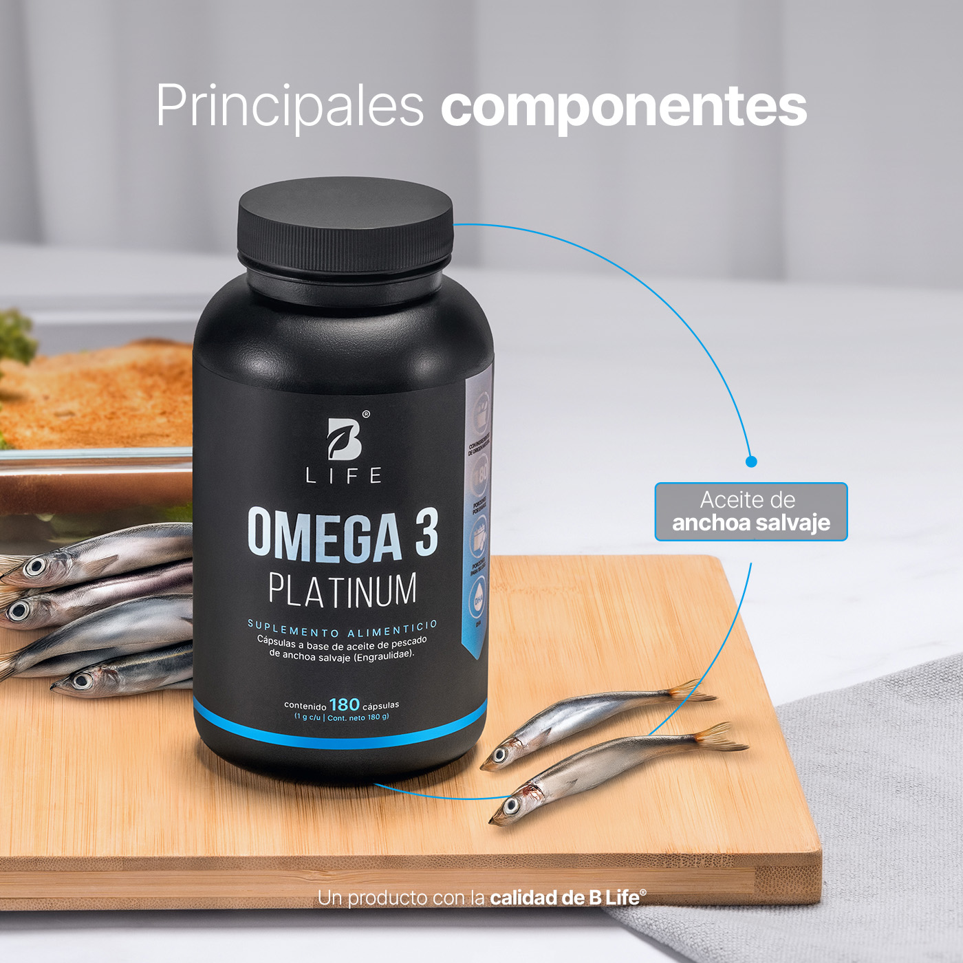 Foto 7 pulgar | Suplemento Alimenticio B Life Omega 3 Platinum 180 Cápsulas