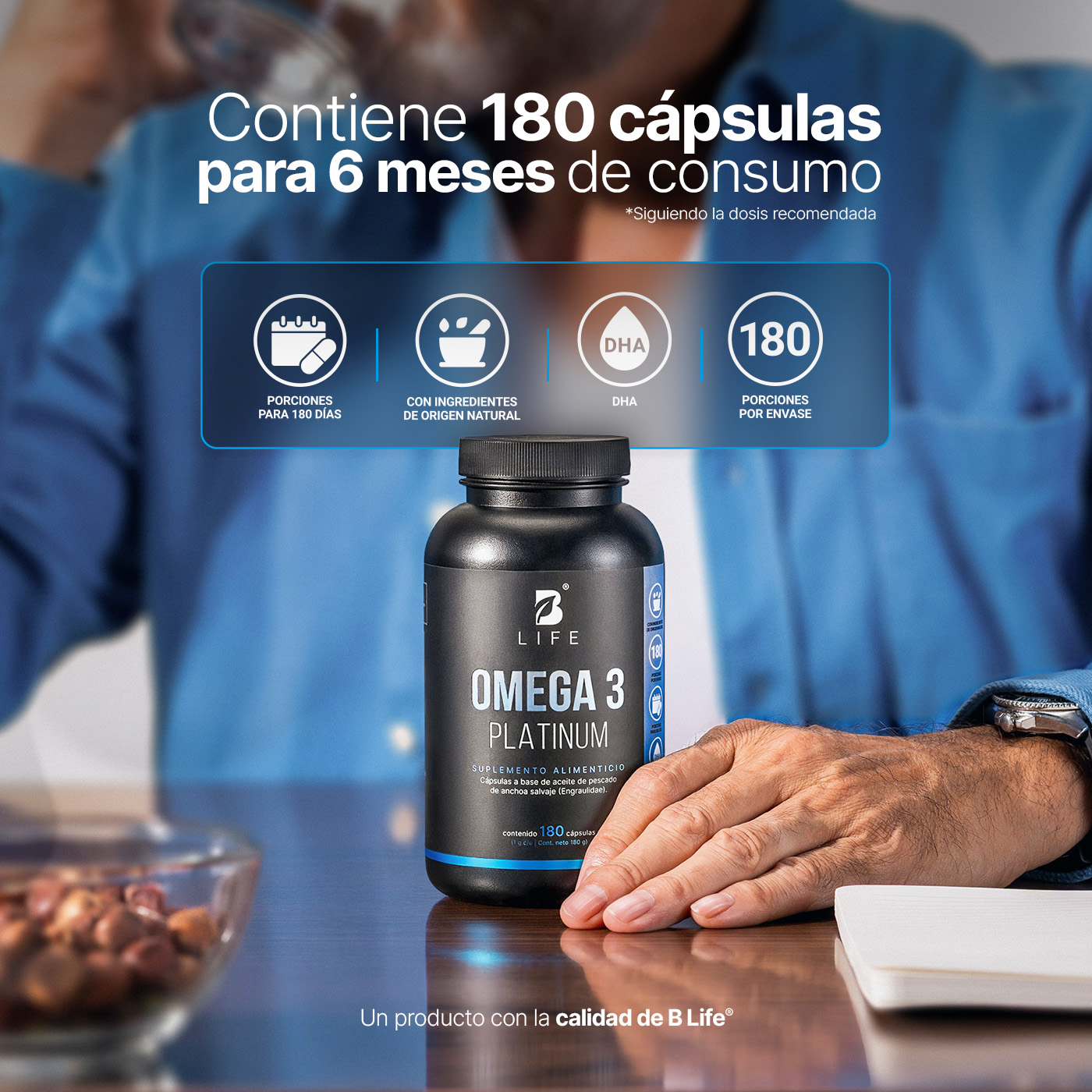 Foto 9 pulgar | Suplemento Alimenticio B Life Omega 3 Platinum 180 Cápsulas