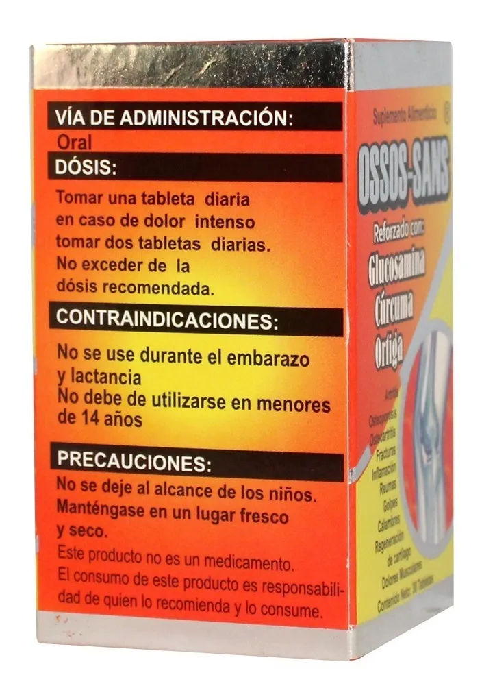 Foto 3 pulgar | Suplemento Alimenticio Ossos-Sans para Dolor Reumas Cartílago Ortiga con 30 Tabletas