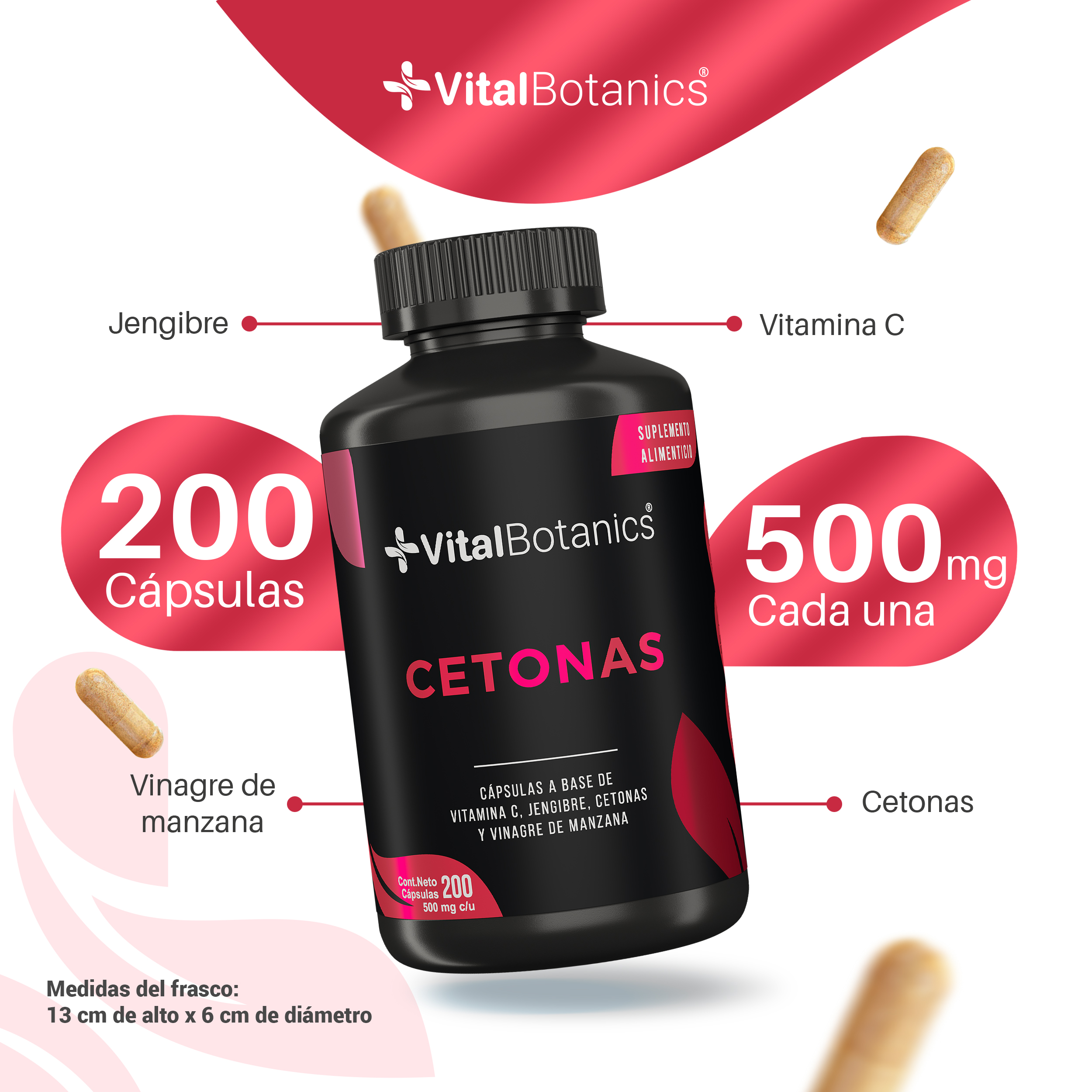 Foto 3 pulgar | Suplemento Alimenticio​​ Vitalbotanics Cetonas 200 Cápsulas