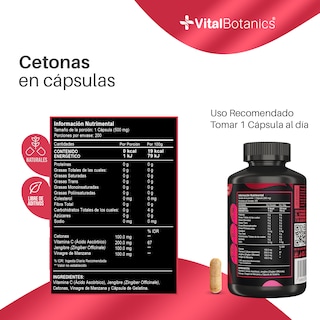 Foto 6 | Suplemento Alimenticio Vitalbotanics Cetonas 200 Cápsulas