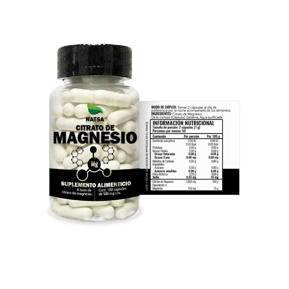 Foto 3 pulgar | Suplemento Alimenticio Natsa Magnesio y Potasio con 100 Cápsulas