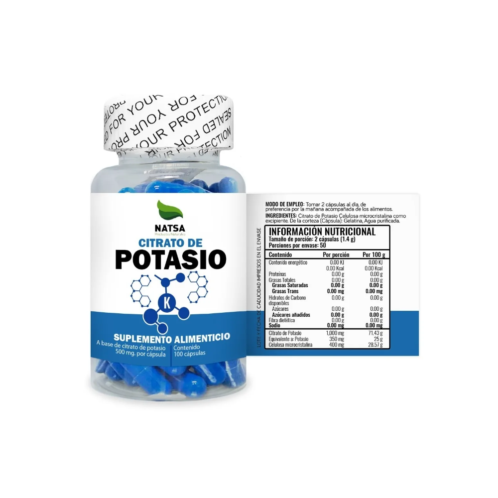 Foto 4 pulgar | Suplemento Alimenticio Natsa Magnesio y Potasio con 100 Cápsulas