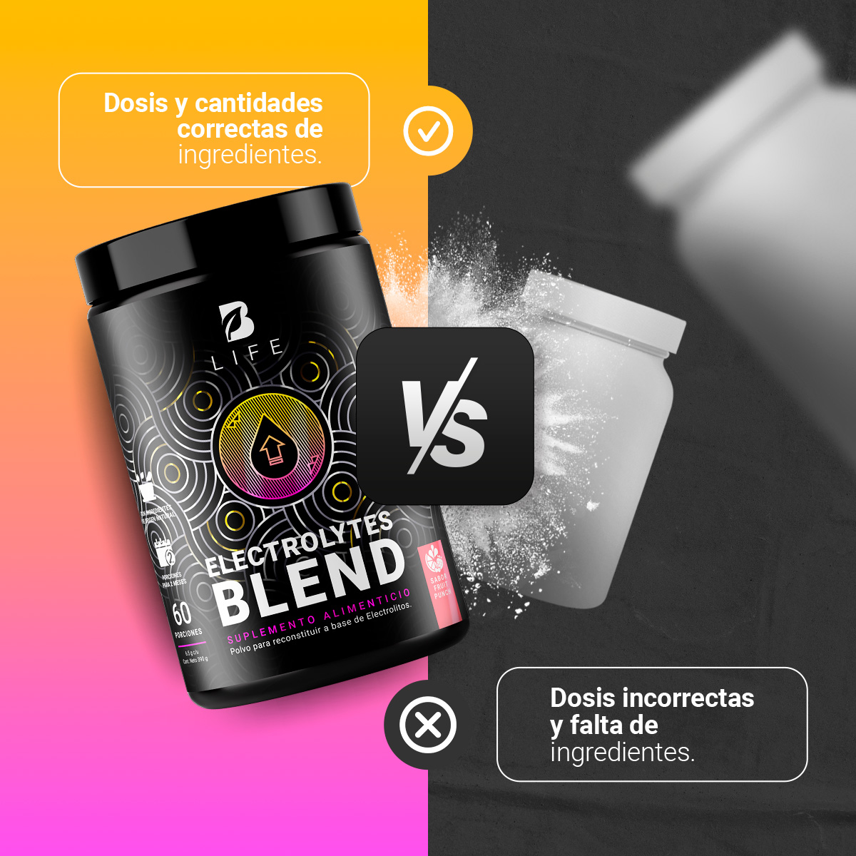 Foto 6 pulgar | Electrolitos 60 Servicios Electrolytes Blend Sabor Fruit Punch B Life