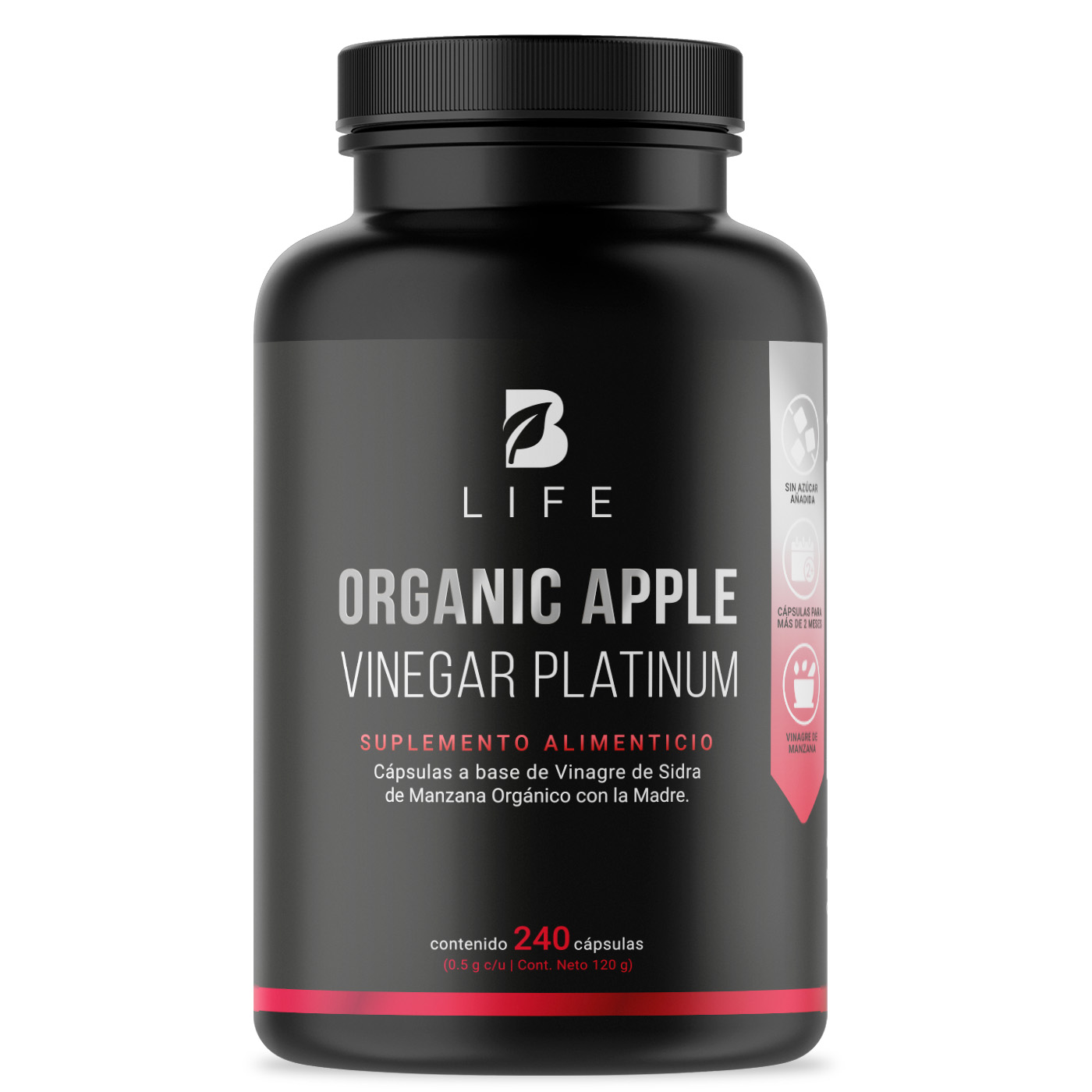 Foto 1 | Vinagre de Manzana Orgánico de 240 Cápsulas Apple Platinum B Life